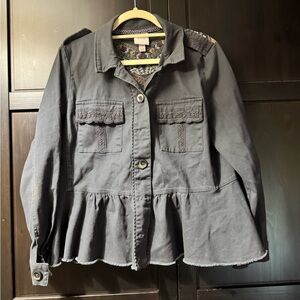 Knox Rose Gray Utility Jacket with Peplum Hem